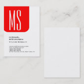 Moderne zwarte monogram rode, witte professional visitekaartje (Voorkant / Achterkant)
