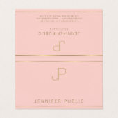 Moderne zwarte monogram roze gouden eenvoudige Sja Visitekaartje (Buitenkant ongevouwen)