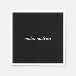 Moderne Zwarte Monogram Script Ontwerp Servet