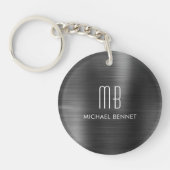 Moderne Zwarte Monogram Sleutelhanger (Voorkant)