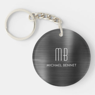 Moderne Zwarte Monogram Sleutelhanger