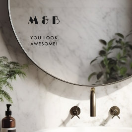 Moderne zwarte monogram trouw badkamer spiegel raamsticker