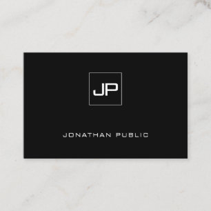 Moderne zwarte monogram - White Plain Professional Visitekaartje