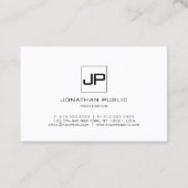 Moderne zwarte monogram - White Plain Professional Visitekaartje (Achterkant)