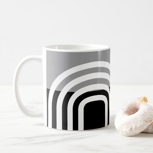 Moderne zwarte monotone Initiaal Patroon Koffiemok (Met donut)