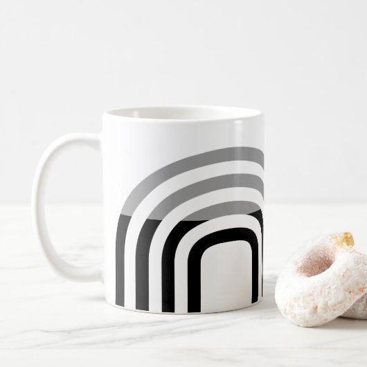 Moderne zwarte monotone-Initiaal patroon Koffiemok (Met donut)