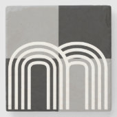 Moderne zwarte monotone Initiaal Patroon Stenen Onderzetter (Voorkant)