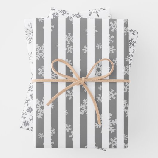 Moderne zwarte monotoon witsneeuwvlok inpakpapier vel (In situ)