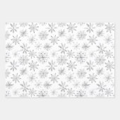 Moderne zwarte monotoon witsneeuwvlok inpakpapier vel (Voorkant 3)