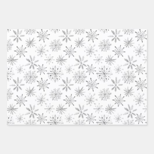 Moderne zwarte monotoon witsneeuwvlok inpakpapier vel (Voorkant 3)