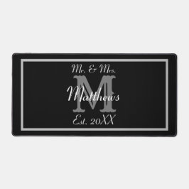 Moderne zwarte Mr en Mrs Naam Bruiloft Bureaumat