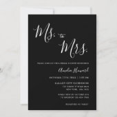 Moderne Zwarte Ms to Mrs Met Foto Bruidsdouche Kaart (Voorkant)