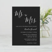 Moderne Zwarte Ms to Mrs Met Foto Bruidsdouche Kaart (Staand voorkant)