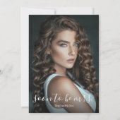 Moderne Zwarte Ms to Mrs Met Foto Bruidsdouche Kaart (Achterkant)