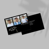 Moderne zwarte multi-fotodiploma-uitnodiging kaart