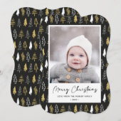 Moderne zwarte, naadloze goudwitte woudbomen feestdagenkaart (Voorkant / Achterkant)