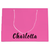 Moderne zwarte naam | Neon Hete Roze Kleur Groot Cadeauzakje (Voorkant)