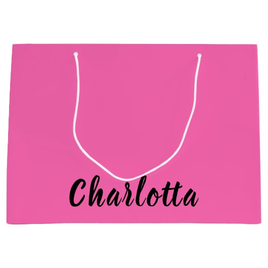 Moderne zwarte naam | Neon Hete Roze Kleur Groot Cadeauzakje (Voorkant)