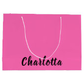 Moderne zwarte naam | Neon Hete Roze Kleur Groot Cadeauzakje (Achterkant)