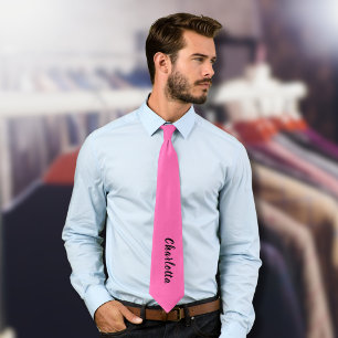 Moderne zwarte naam   Neon Hete Roze Kleur Stropdas
