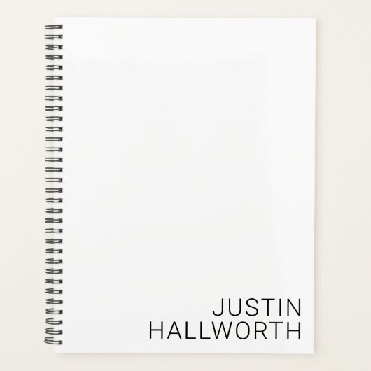 Moderne Zwarte Naam op Wit Planner (Voorkant)