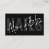 Moderne Zwarte Nail Tech Manicurist Handtekening Visitekaartje (Voorkant)