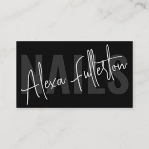 Moderne Zwarte Nail Tech Manicurist Handtekening Visitekaartje