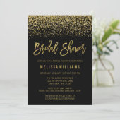 Moderne Zwarte Nep Gouden Glitter Bruidsdouche Kaart (Staand voorkant)