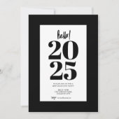 Moderne Zwarte Nieuwjaarsfeest Uitnodiging (Voorkant)