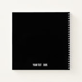 Moderne zwarte notitieboek met monogram en naam (Achterkant)