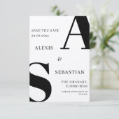 Moderne Zwarte op Witte Monochrome Bewaar De Datum Save The Date (Staand voorkant)
