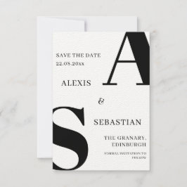 Moderne Zwarte op Witte Monochrome Bewaar De Datum Save The Date