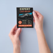 Moderne Zwarte Oranje Auto Detailing Service Flyer (Hand)