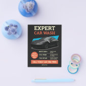 Moderne Zwarte Oranje Auto Detailing Service Flyer (Enkel)