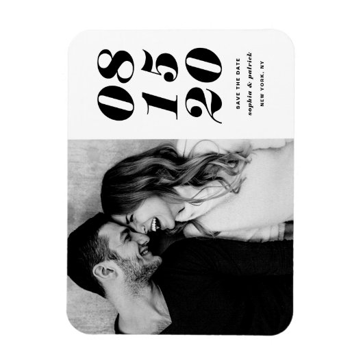 Moderne zwarte oude datumtypografie Opslaan datum Magneet (Verticaal)