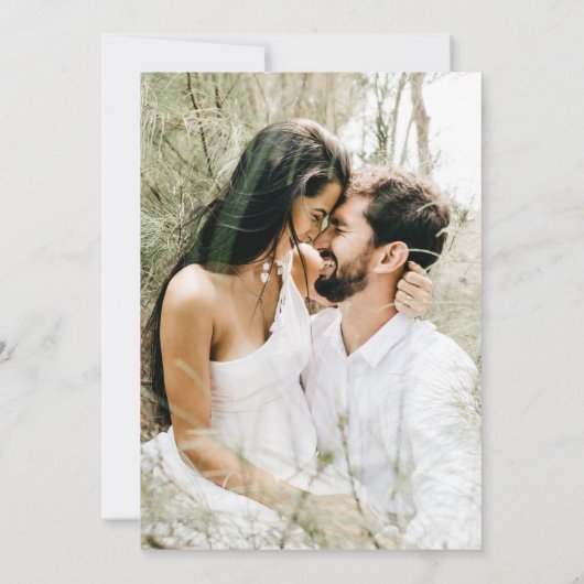 Moderne zwarte overlay 2 foto bruiloft kaart (Achterkant)