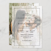 Moderne zwarte overlay 2 foto bruiloft kaart (Voorkant / Achterkant)