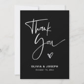 Moderne zwarte overlay | Fotobruiloft Bedankkaart (Voorkant)