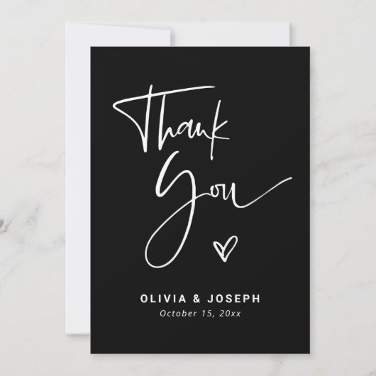 Moderne zwarte overlay | Fotobruiloft Bedankkaart (Voorkant)