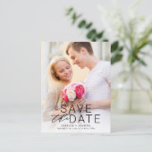 Moderne zwarte overlay Volledige foto Sla de datum Briefkaart (Staand voorkant)