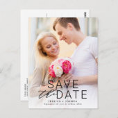 Moderne zwarte overlay Volledige foto Sla de datum Briefkaart (Voorkant / Achterkant)