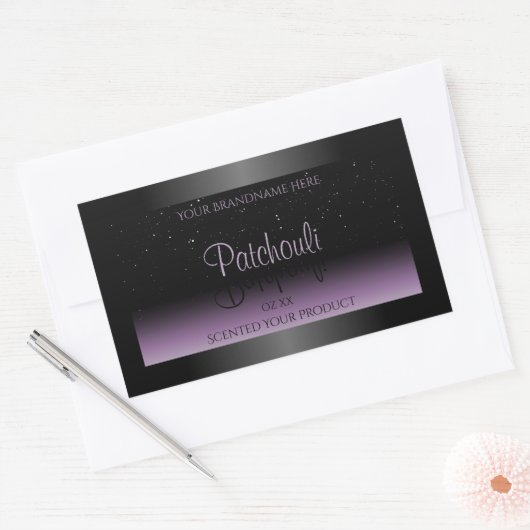 Moderne zwarte Paarse gradiëntaanduiding Glitter Rechthoekige Sticker (Envelop)