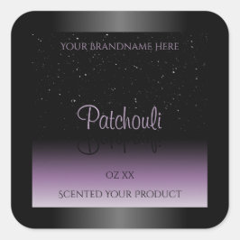 Moderne zwarte Paarse gradiëntaanduiding Glitter Vierkante Sticker