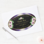 Moderne zwarte Paarse productetiketten: Floral-Roz Ovale Sticker (Envelop)