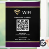 Moderne Zwarte Paarse QR-code Wifi Netwerk Wachtwo Raamsticker (Huis)