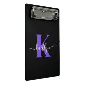 Moderne Zwarte Paarse Script Monogram Mini Klembord (Schuin)