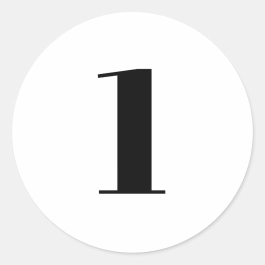 Moderne zwarte pagina van het witte douanenummer i ronde sticker (Voorkant)