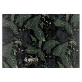 Moderne zwarte panter patroon monogram naam snijplank (Voorkant)