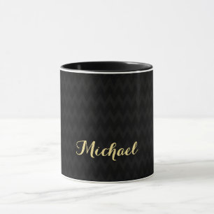 Moderne zwarte patroon Elegant Faux Gold Custom Na Mok