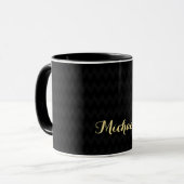 Moderne zwarte patroon Elegant Faux Gold Custom Na Mok (Voorkant links)